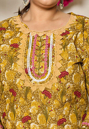Digital Printed Pure Cotton Pakistani Suit in Mustard