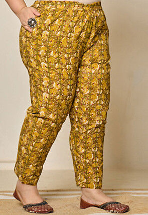 Digital Printed Pure Cotton Pakistani Suit in Mustard