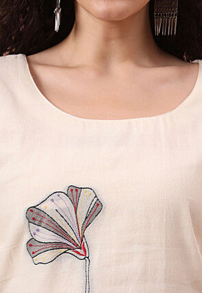 Digital Printed Pure Cotton Pakistani Suit in Off White