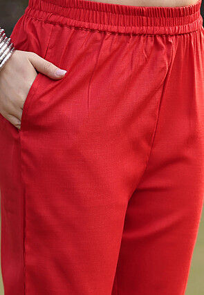 Digital Printed Pure Cotton Pakistani Suit in Red