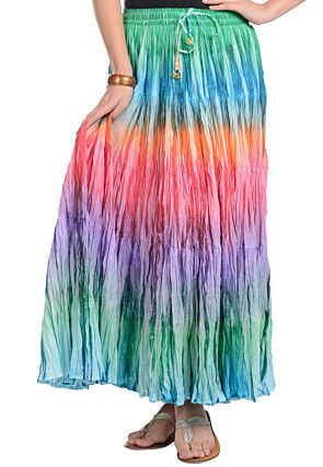 Digital Printed Pure Cotton Skirt in Multicolor