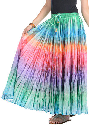 Digital Printed Pure Cotton Skirt in Multicolor