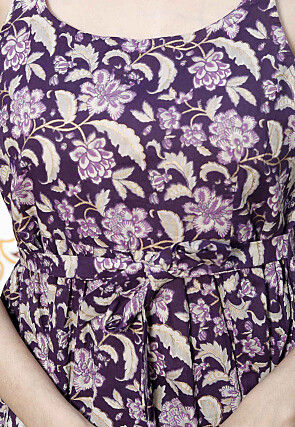 Digital Printed Pure Cotton Top in Dark Purple
