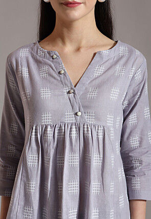 Digital Printed Pure Cotton Top in Dusty Purple