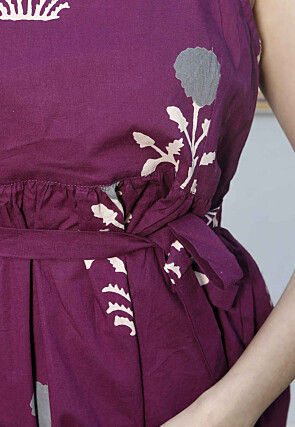 Digital Printed Pure Cotton Top in Magenta