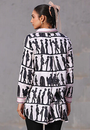 Digital Printed Pure Cotton Top in White