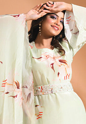 Digital Printed Pure Crepe Co ord Set in Pastel Green