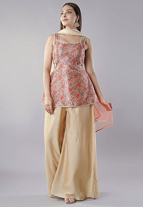 Digital Printed Raw Silk Pakistani  Suit in Multicolor