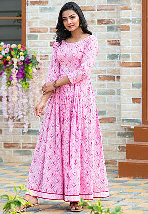 Digital Printed Rayon Dress in Pink