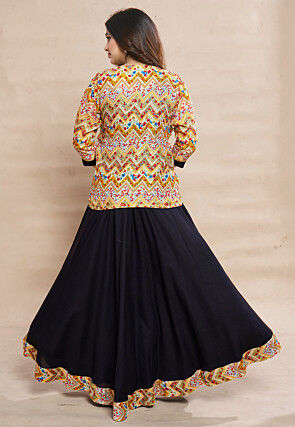 Digital Printed Rayon Gown in Black