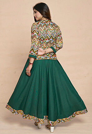 Digital Printed Rayon Gown in Green