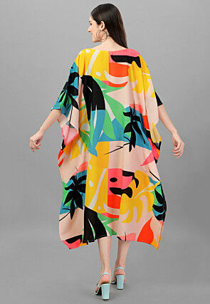 Digital Printed Rayon Kaftan in Multicolor