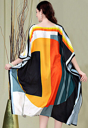 Digital Printed Rayon Kaftan in Multicolor