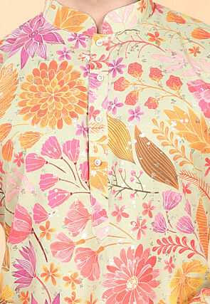 Digital Printed Rayon Kurta in Beige