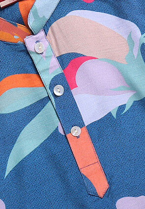 Digital Printed Rayon Kurta Set in Blue