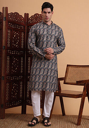 Digital Printed Rayon Kurta Set in Multicolor