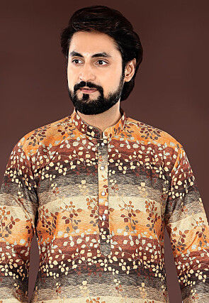 Digital Printed Rayon Kurta Set in Multicolor