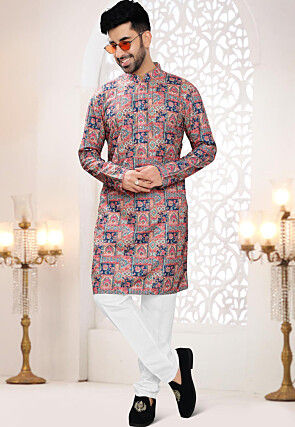 Digital Printed Rayon Kurta Set in Multicolor