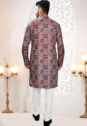 Digital Printed Rayon Kurta Set in Multicolor