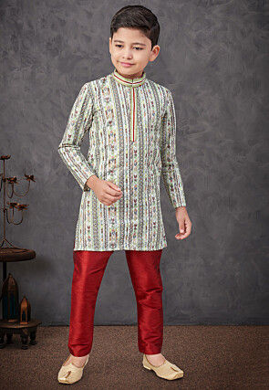 Digital Printed Rayon Kurta Set in Multicolor