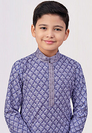 Digital Printed Rayon Kurta Set in Purple