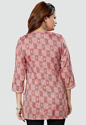 Digital Printed Rayon Kurti in Old Rose