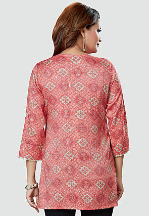 Digital Printed Rayon Kurti in Pink