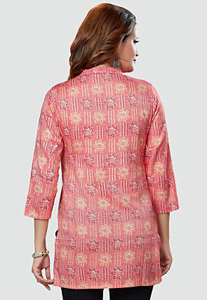 Digital Printed Rayon Kurti in Pink
