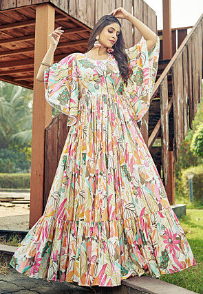 indo western maxi dresses Buy Fashor Floral Printed indo Western Maxi Dress- Multi Online