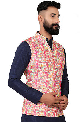 Digital Printed Rayon Nehru Jacket in Multicolor
