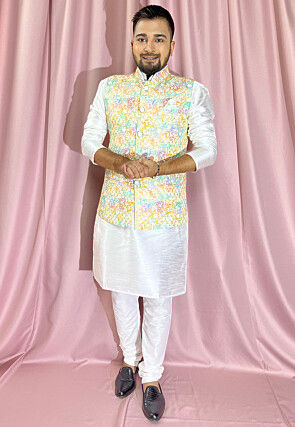Digital Printed Rayon Nehru Jacket in Multicolor