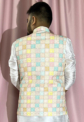 Digital Printed Rayon Nehru Jacket in Multicolor