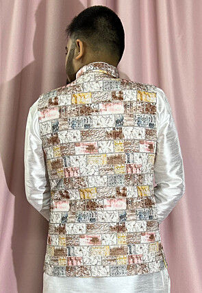 Digital Printed Rayon Nehru Jacket in Multicolor
