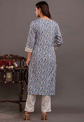 Digital Printed Rayon Pakistani Suit in Blue