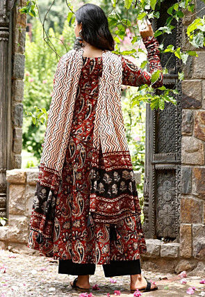Digital Printed Rayon Pakistani Suit in Maroon