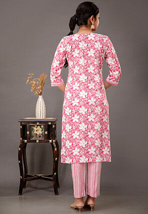 Digital Printed Rayon Pakistani Suit in Pink