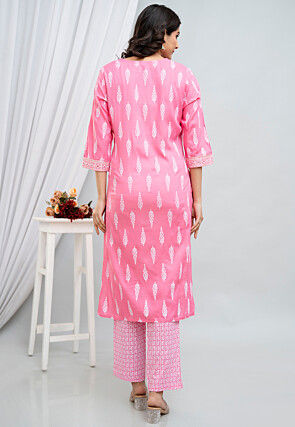 Digital Printed Rayon Pakistani Suit in Pink