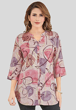 Digital Printed Rayon Top in Grey