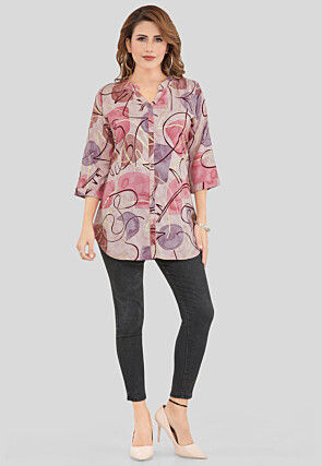 Digital Printed Rayon Top in Grey