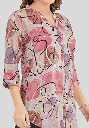 Digital Printed Rayon Top in Grey