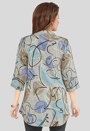 Digital Printed Rayon Top in Grey