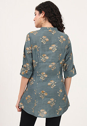 Digital Printed Rayon Top in Grey