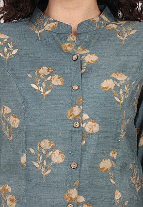 Digital Printed Rayon Top in Grey