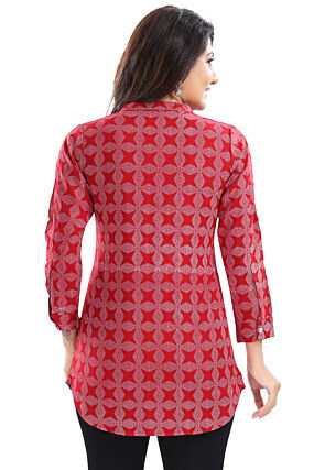 Digital Printed Rayon Top in Red