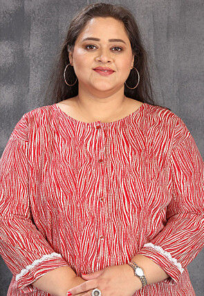 Digital Printed Rayon Tunic in Maroon