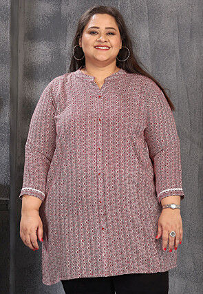Digital Printed Rayon Tunic in Maroon