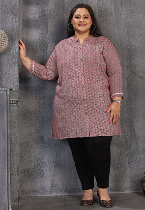 Digital Printed Rayon Tunic in Maroon