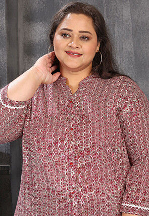 Digital Printed Rayon Tunic in Maroon