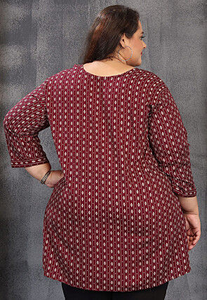 Digital Printed Rayon Tunic in Maroon