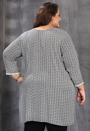 Digital Printed Rayon Tunic in Navy Blue and White